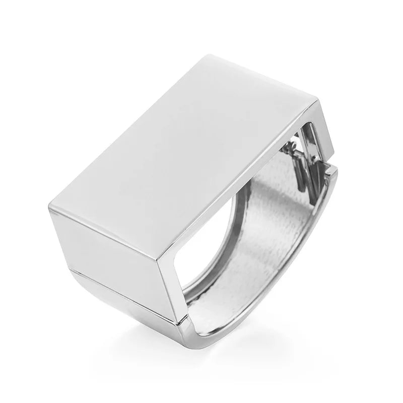 2024 New Arrival Fashion Cheap Wholesale Chunky Retro Bracelet Wide Cuff Smooth Stripes  Water Drop Silver Round Women Bangle