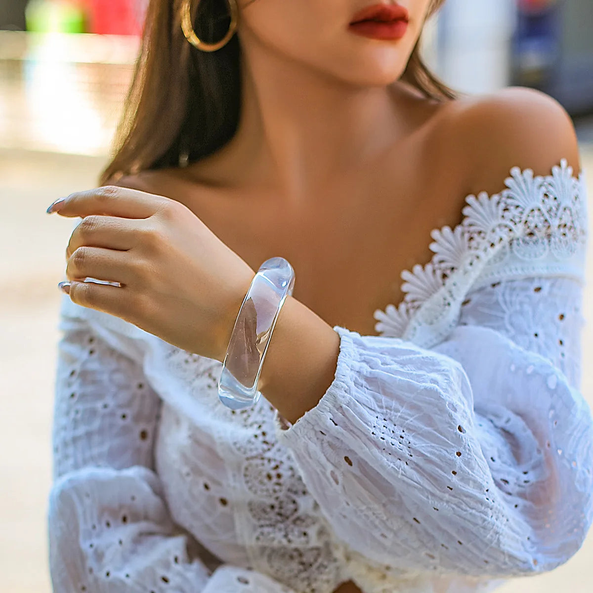 Bracelet en acrylique irrégulier de Style Ins, tendance, personnalisé, translucide, Texture de charme, mignon, étanche, bijoux pour femmes, cadeau de Gala