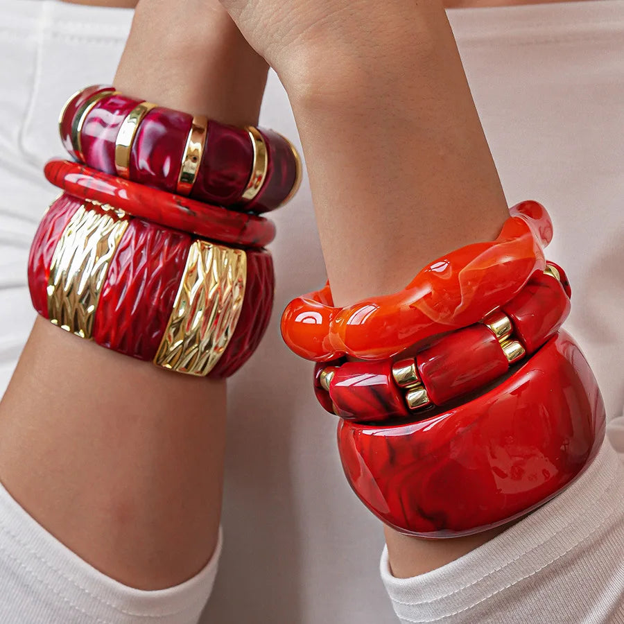 Bracelets épais en acrylique pour femmes, nouvelle tendance, géométrique irrégulière, exagéré, breloque de déclaration, taches, Goth, bijoux B1