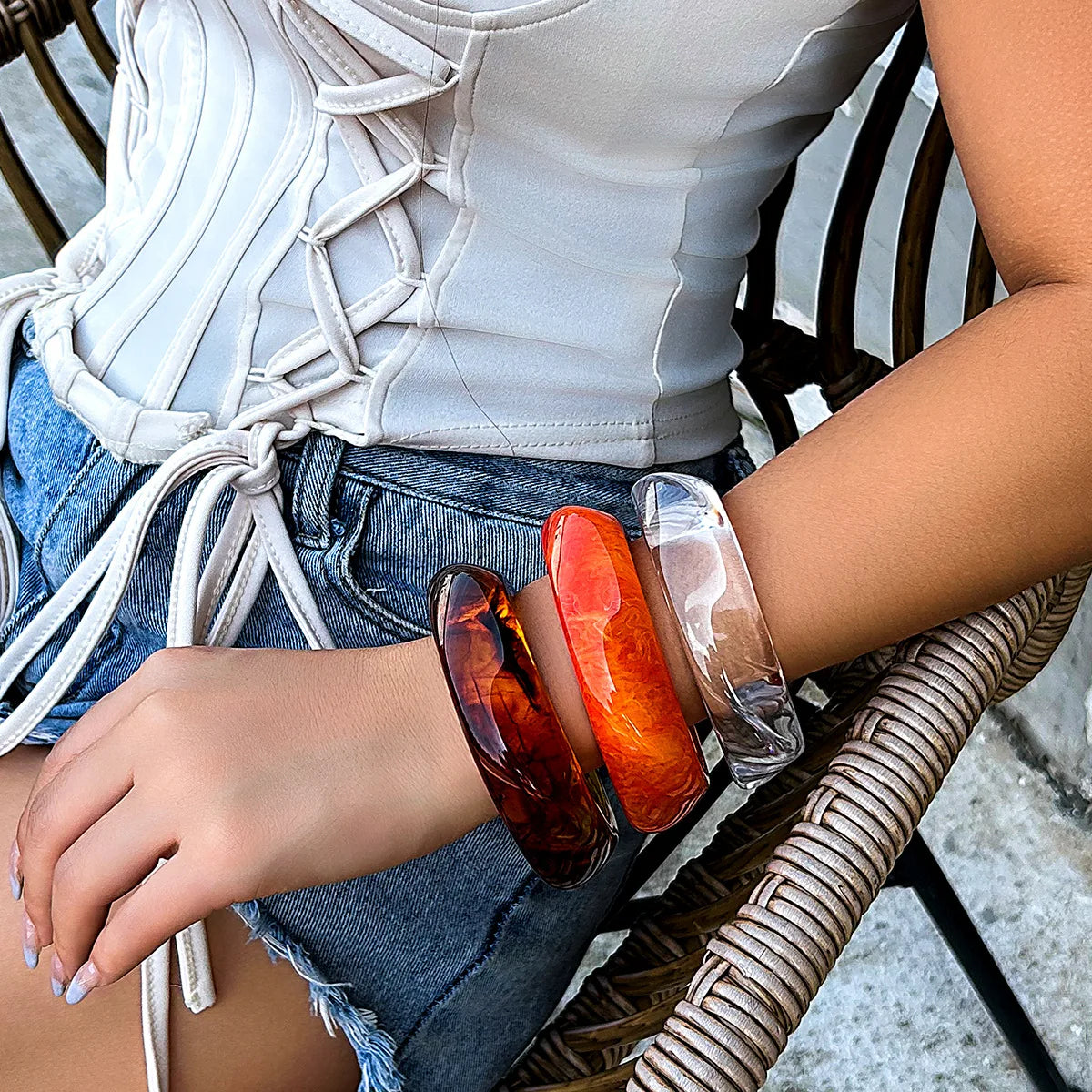 Bracelet en acrylique irrégulier de Style Ins, tendance, personnalisé, translucide, Texture de charme, mignon, étanche, bijoux pour femmes, cadeau de Gala