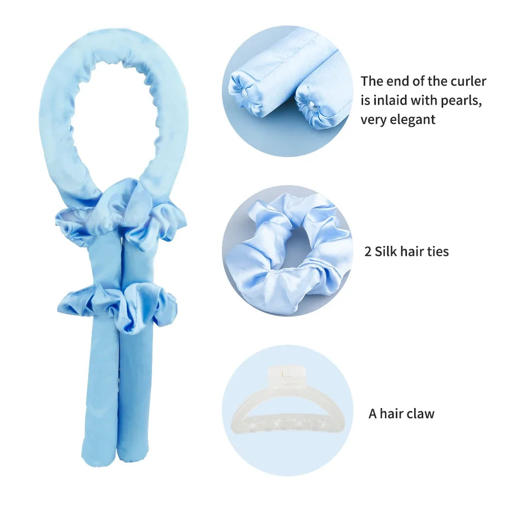 Femmes boucles sans chaleur nuit soie Tube cheveux fer à friser coiffures et outils doux bigoudis pour dormir bigoudis rouleaux