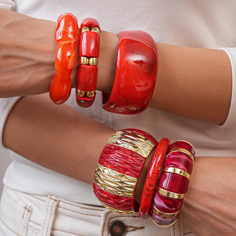 Bracelets épais en acrylique pour femmes, nouvelle tendance, géométrique irrégulière, exagéré, breloque de déclaration, taches, Goth, bijoux B1