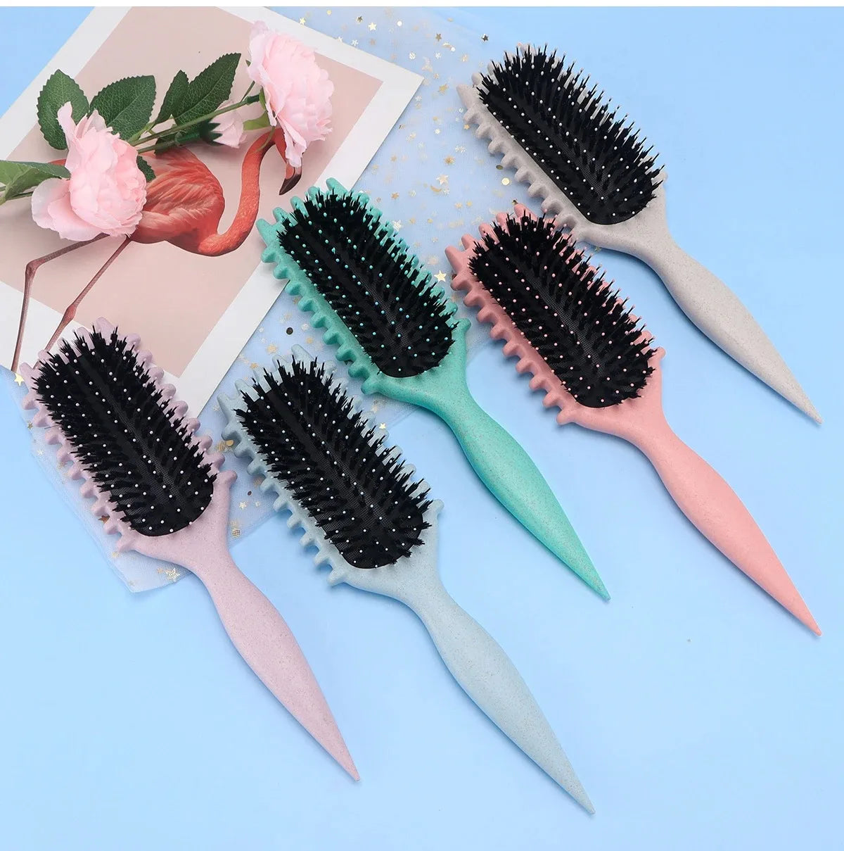 Brosse de coiffure bouclée pour Salon de coiffure, brosse à cheveux pour peigner et façonner les boucles pour hommes et femmes, réduit les outils de traction
