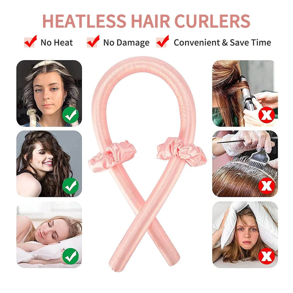 Femmes boucles sans chaleur nuit soie Tube cheveux fer à friser coiffures et outils doux bigoudis pour dormir bigoudis rouleaux